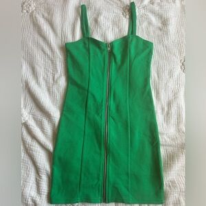 H&M Green Full Zip Body-con Dress